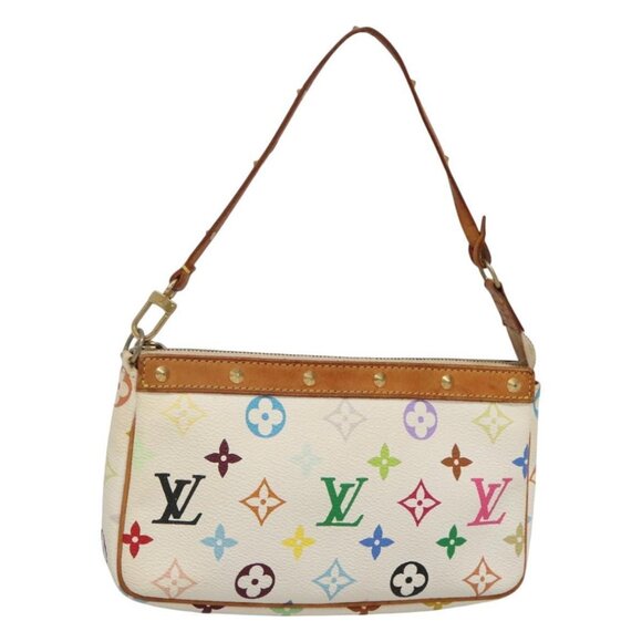 LOUIS VUITTON Multicolor Pochette Accessoires Pouch White M92649 Auth 121405 - Picture 1 of 16